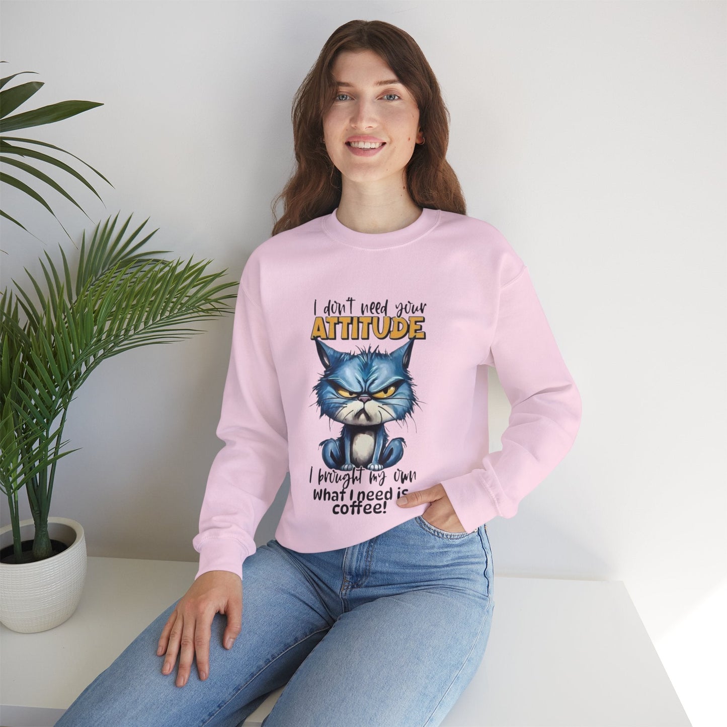 Funny Coffee Attitude Unisex Crewneck Sweatshirt