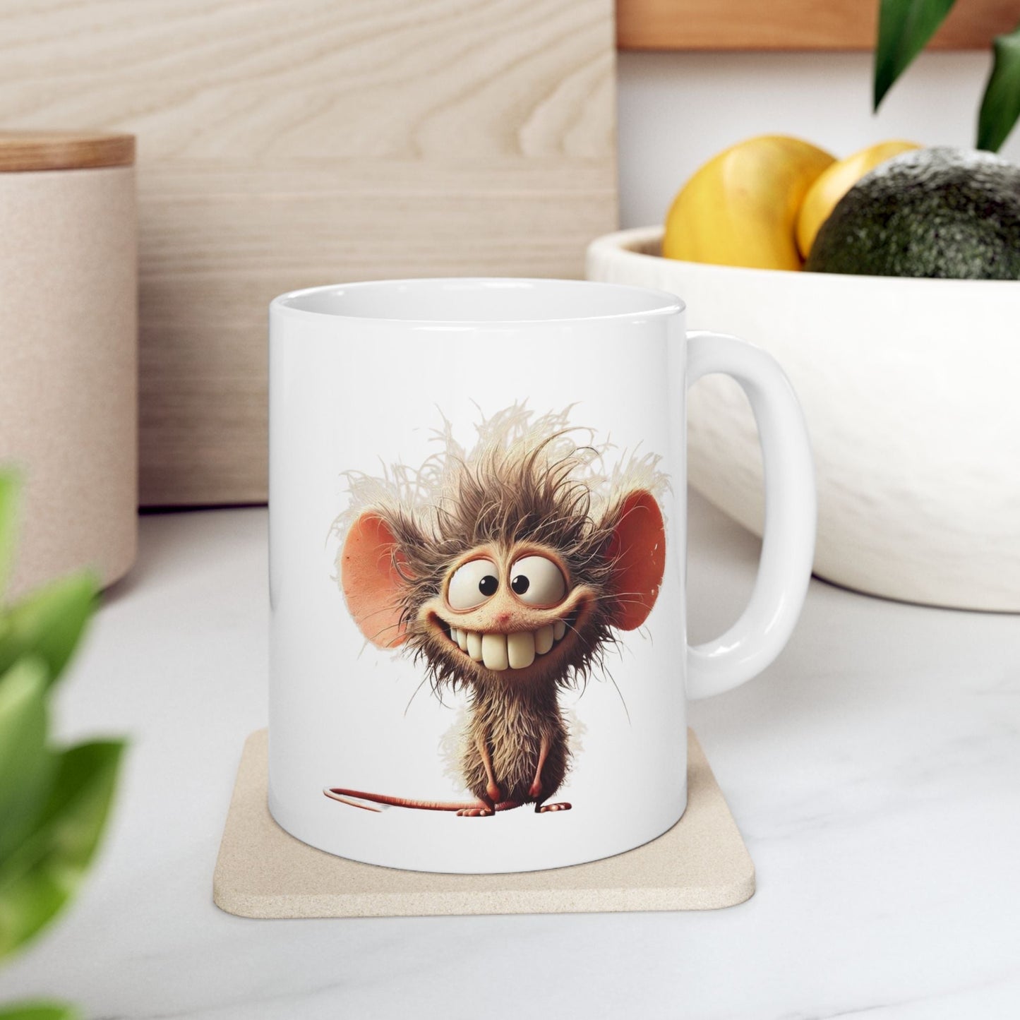 Cute Fuzzy Cartoon Insect Ceramic Mug - 11oz & 15oz Coffee Cup for Bug Lovers
