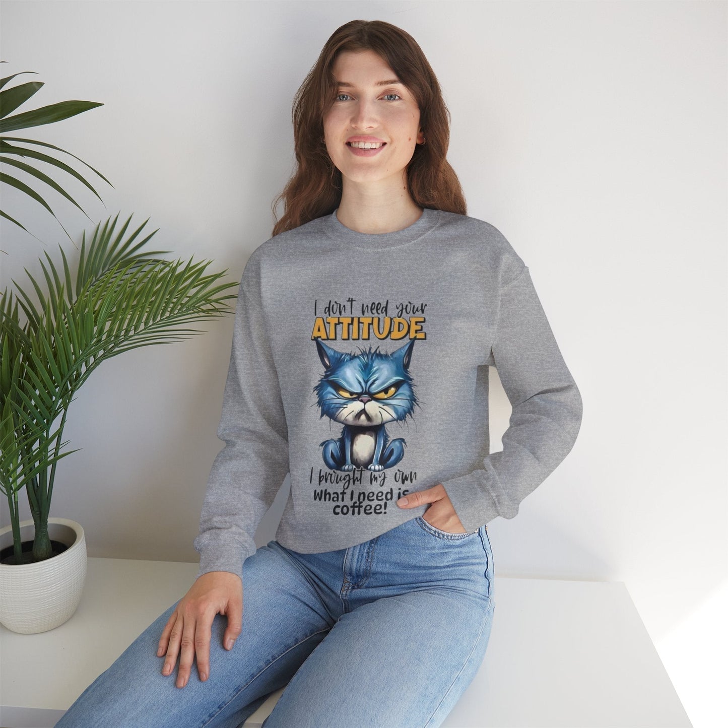 Funny Coffee Attitude Unisex Crewneck Sweatshirt