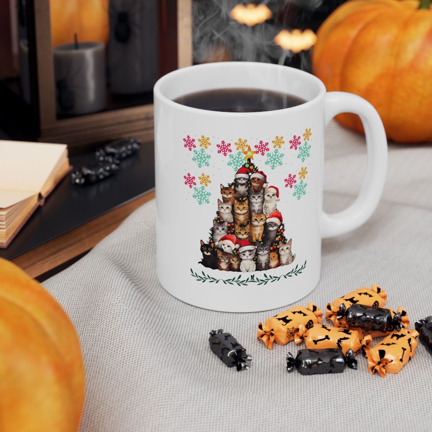 Funny Cats Christmas Mugs