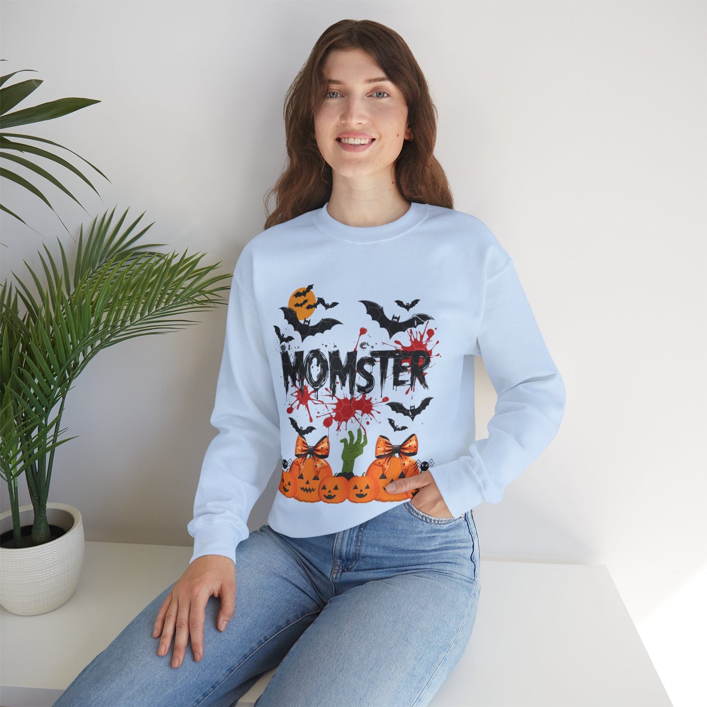 Momster Sweatshirt, Funny Halloween Crewneck Sweatshirts for Women