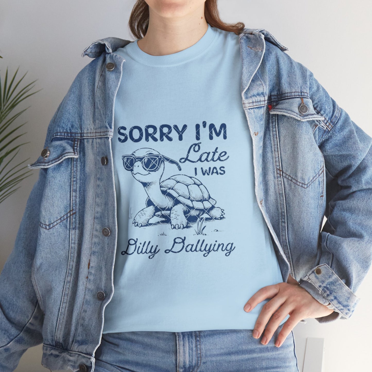 Funny Turtle Tee - 'Sorry I'm Late I Was Billy Dallying' Unisex Cotton Shirt