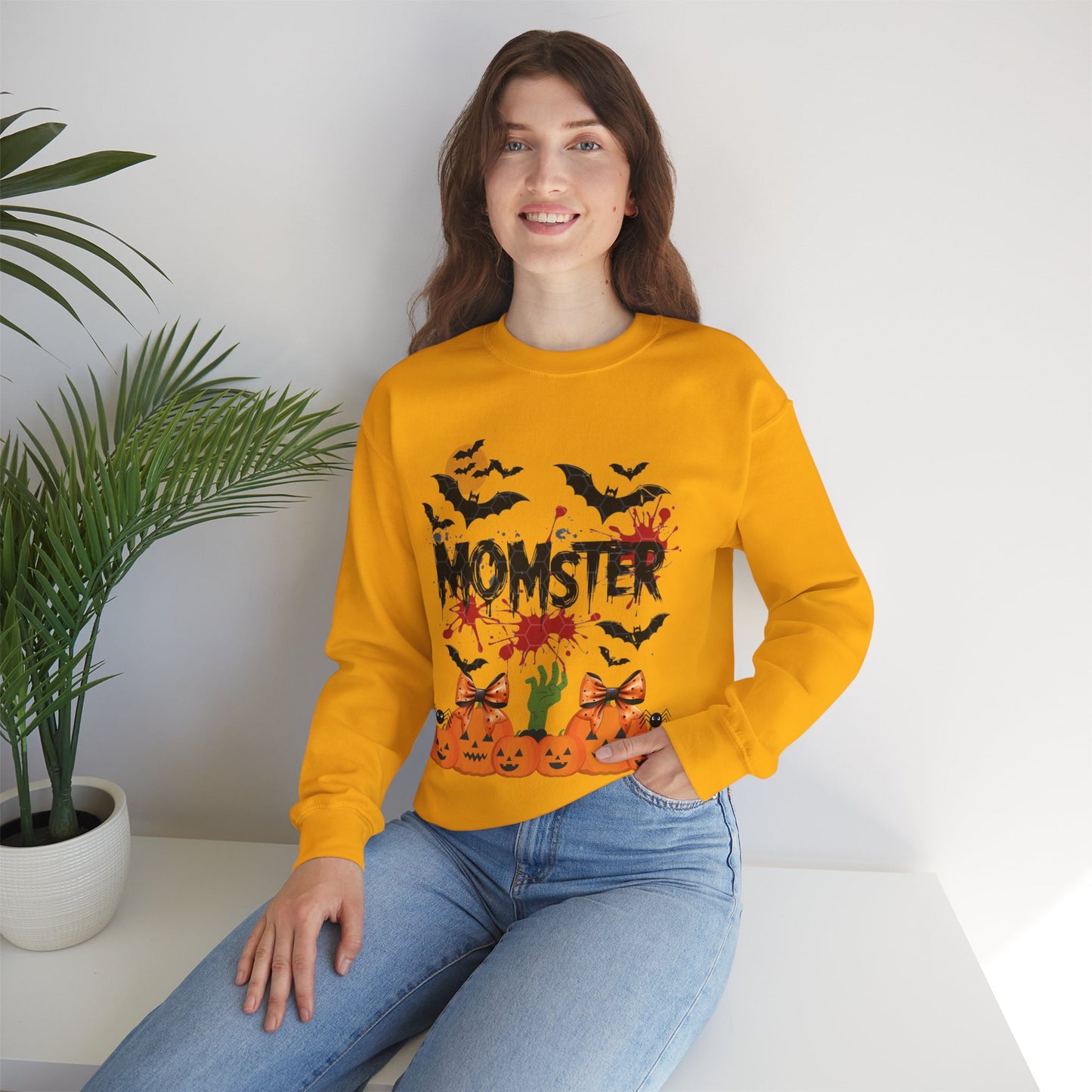 Momster Sweatshirt, Funny Halloween Crewneck Sweatshirts for Women