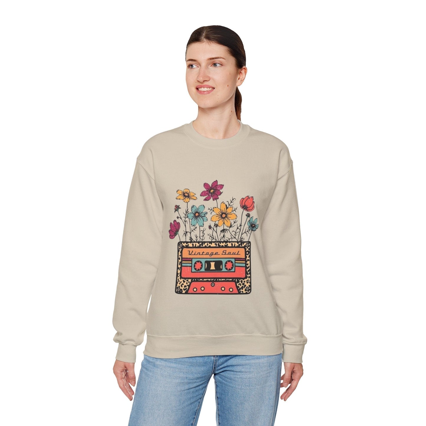 Vintage Soul Floral Crewneck Sweatshirt  - Retro Aesthetic & Cozy Fit