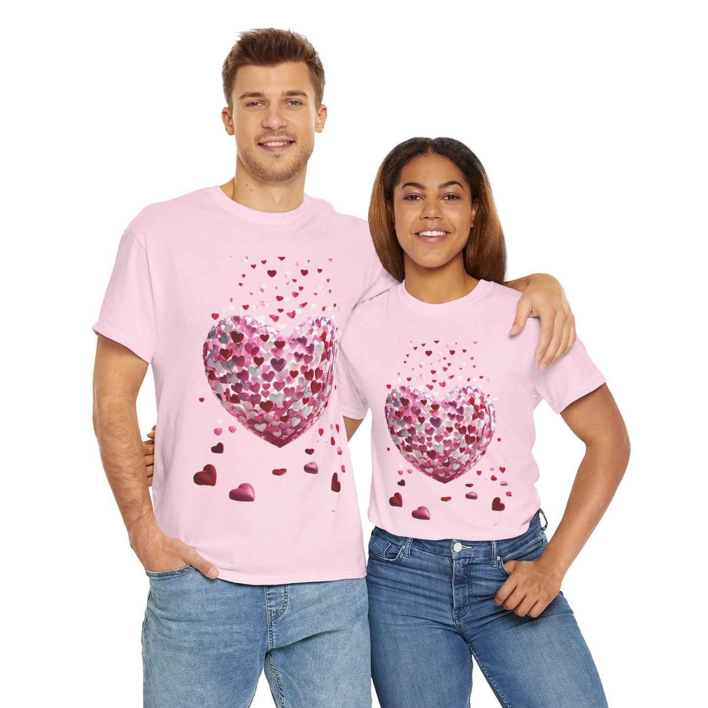 3D Hearts Valentine's Day T-Shirt, Red Hearts T-shirt Gift