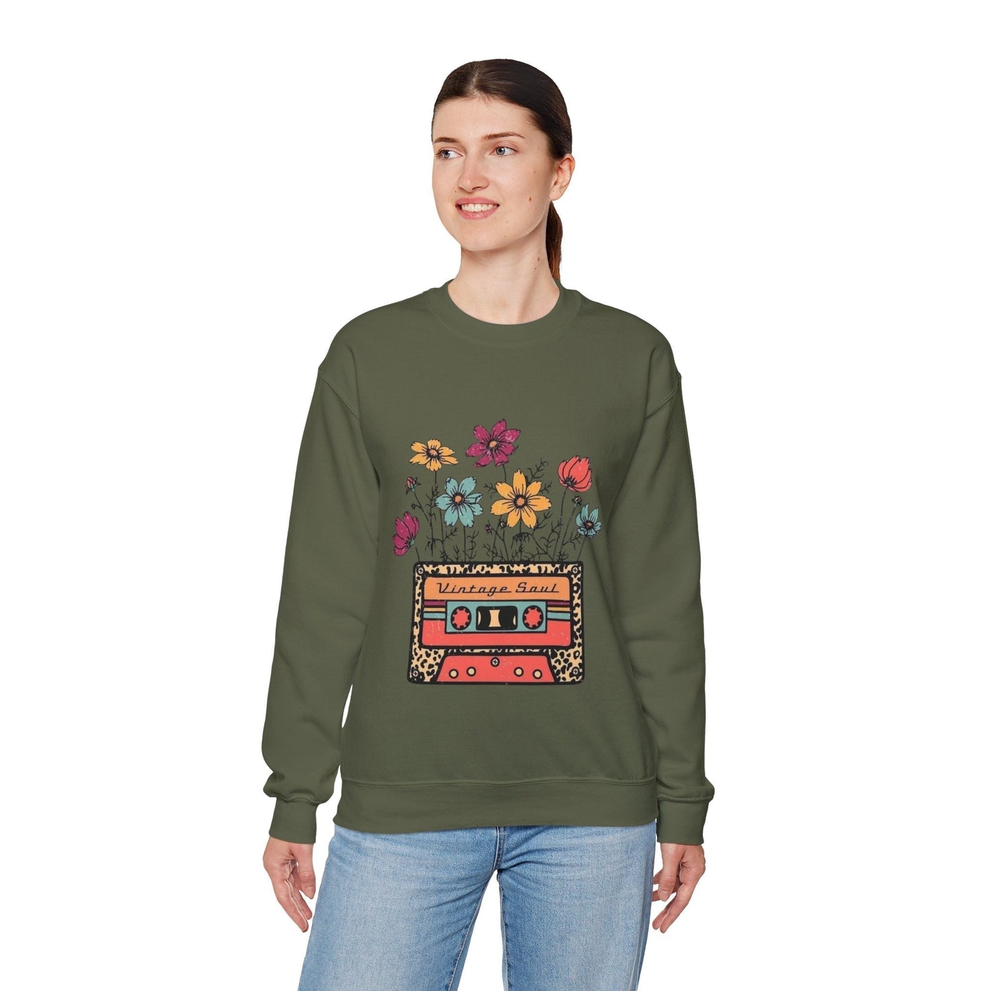 Vintage Soul Floral Crewneck Sweatshirt  - Retro Aesthetic & Cozy Fit