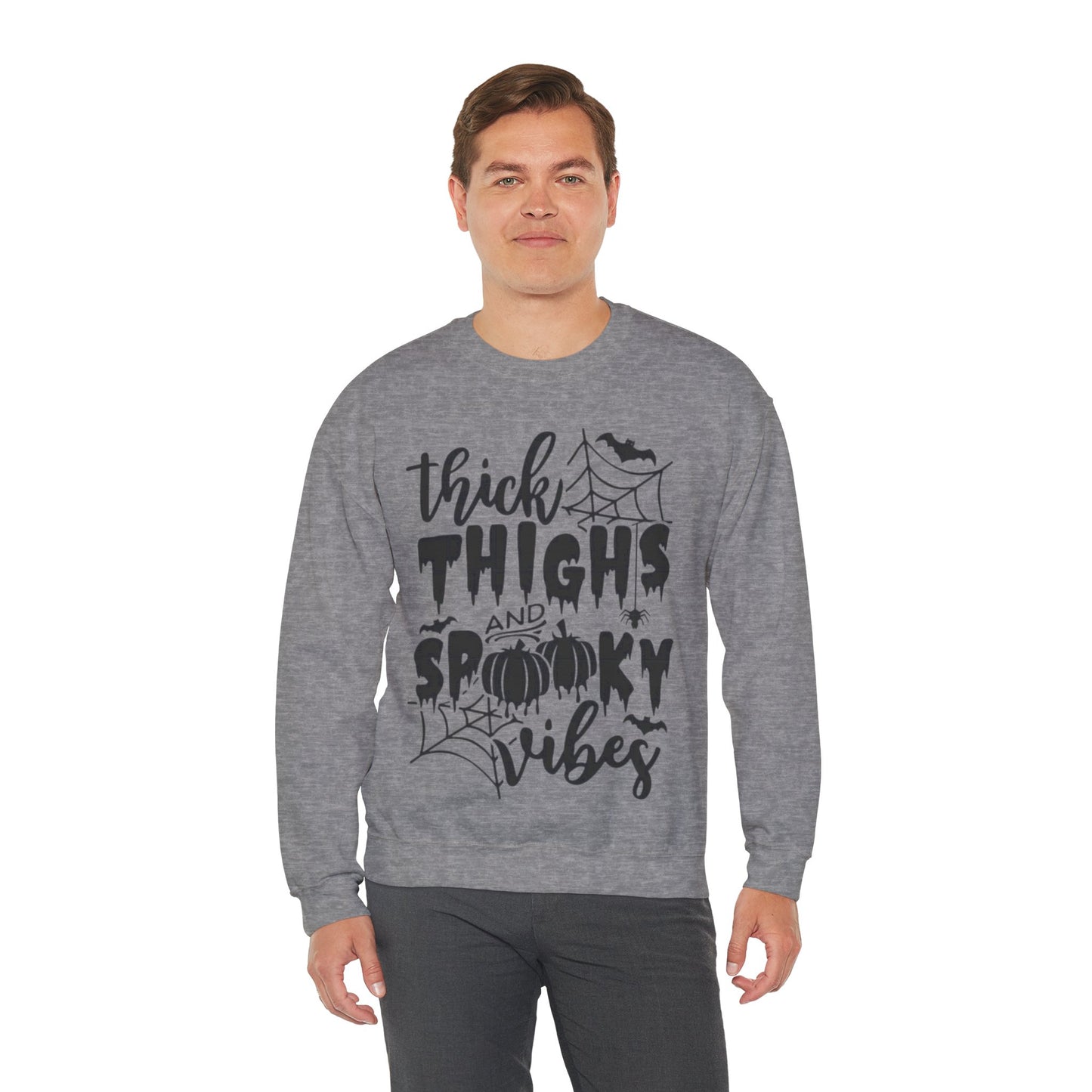 Thick Thighs Spooky Vibes Sweatshirts, Funny Halloween Ghosts Shirt, Halloween Pumpkin Shirts, Spooky Season, Girly Ghosts Halloween Shirts