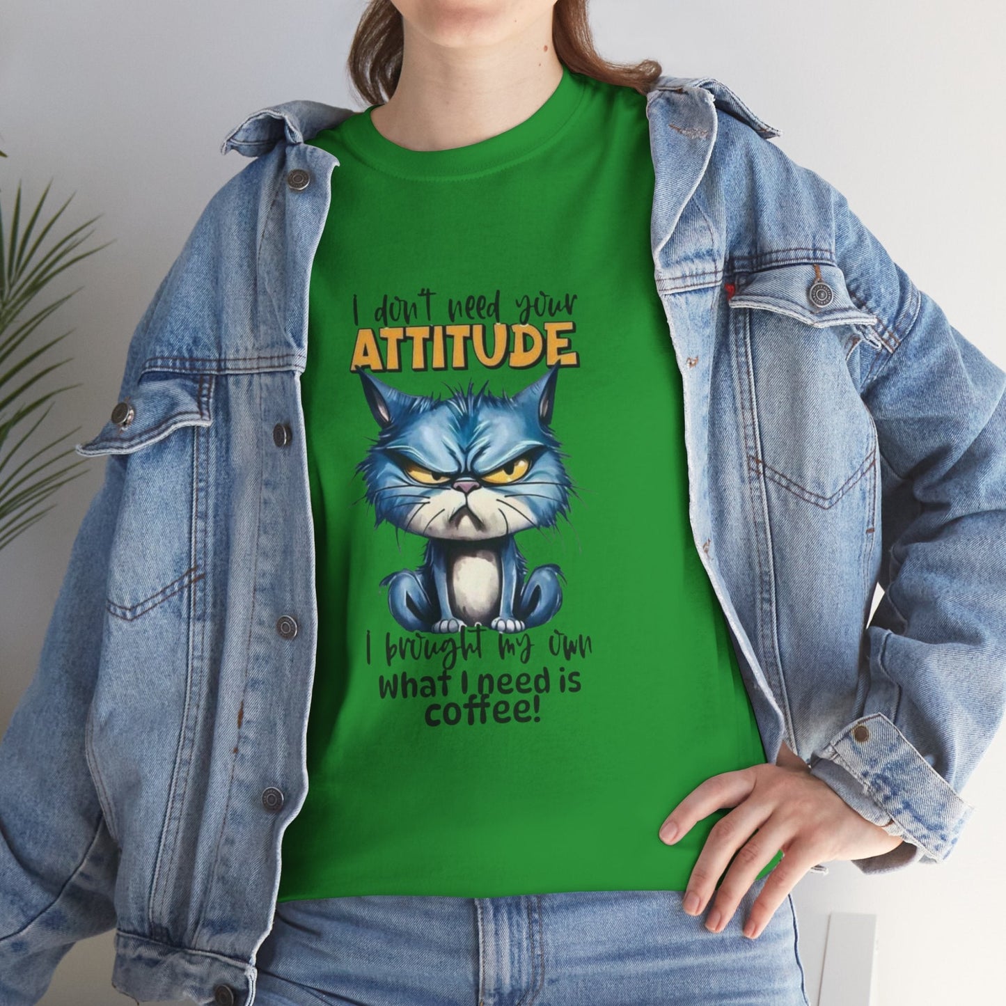 Funny Cat Attitude Unisex Heavy Cotton Tee - Coffee Lovers