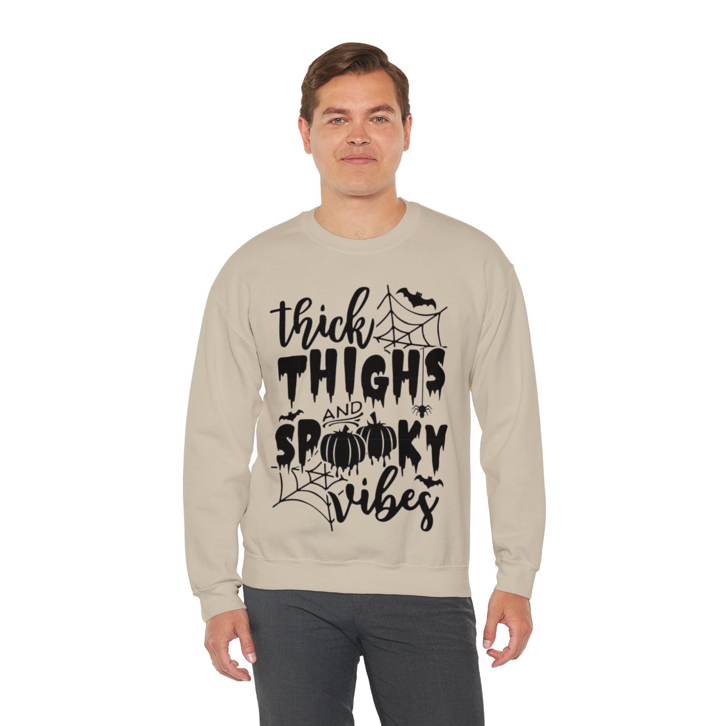 Thick Thighs Spooky Vibes Sweatshirts, Funny Halloween Ghosts Shirt, Halloween Pumpkin Shirts, Spooky Season, Girly Ghosts Halloween Shirts