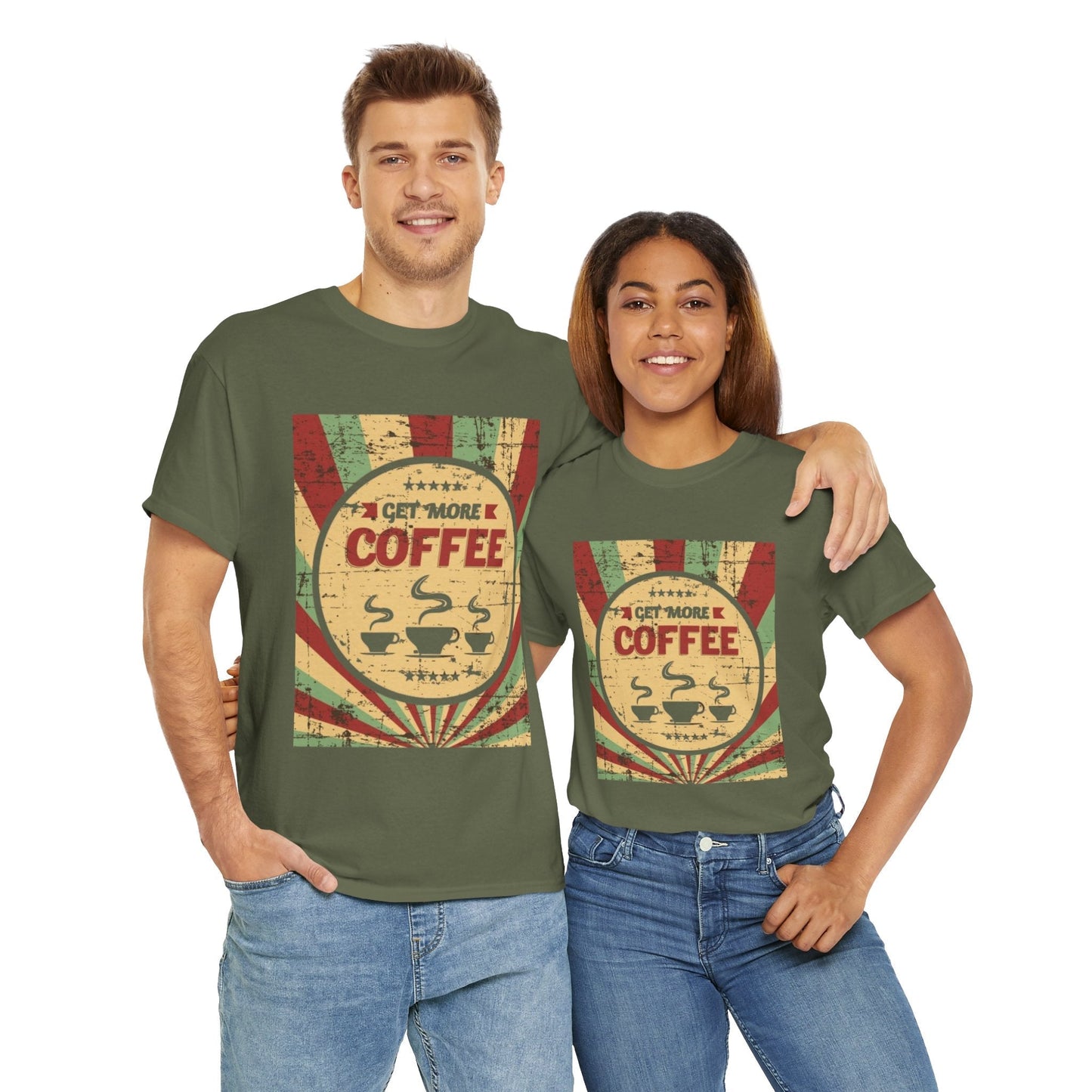 Get More Coffee Unisex Heavy Cotton Tee – Comfortable Coffee Lover's Shirt for Every Occasion