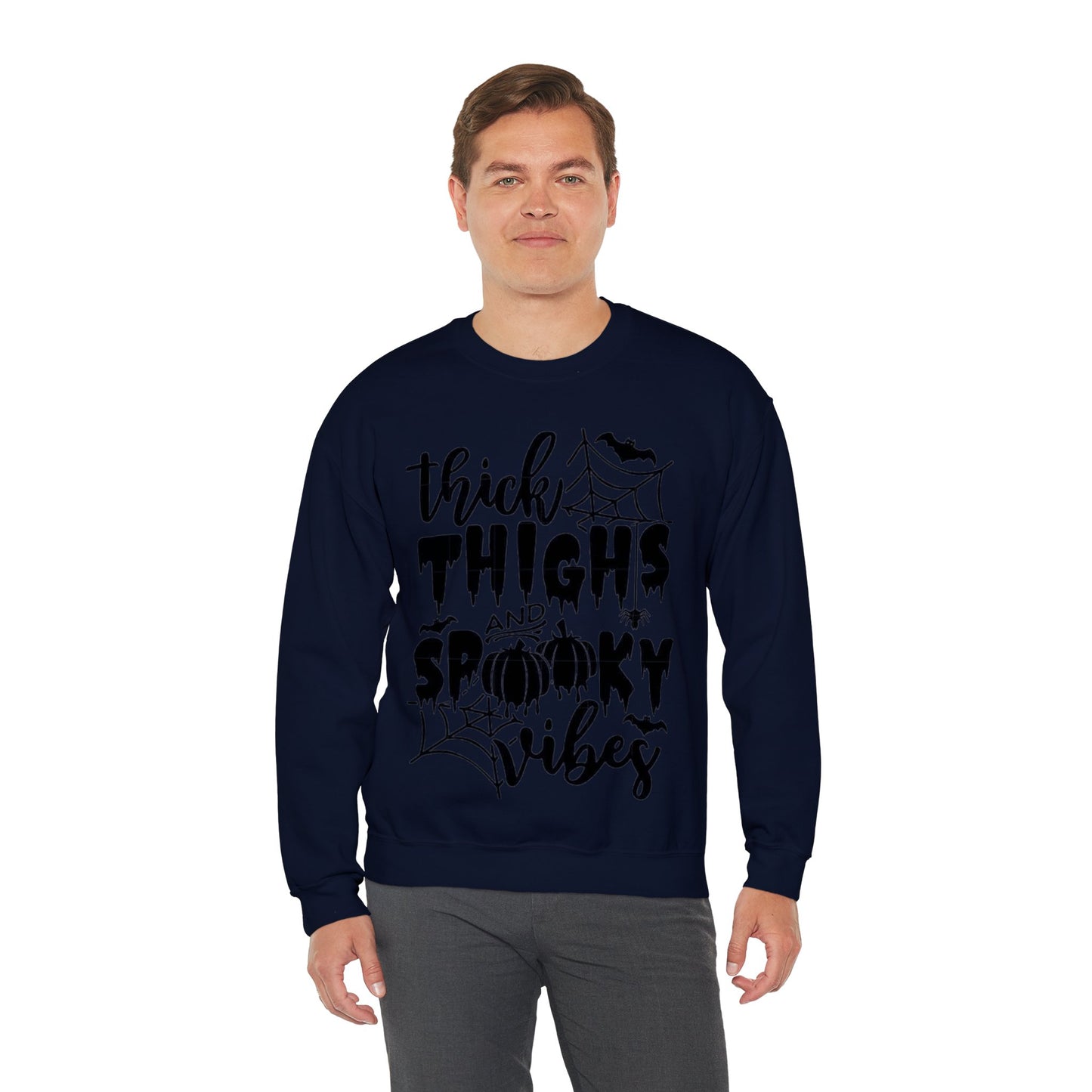 Thick Thighs Spooky Vibes Sweatshirts, Funny Halloween Ghosts Shirt, Halloween Pumpkin Shirts, Spooky Season, Girly Ghosts Halloween Shirts