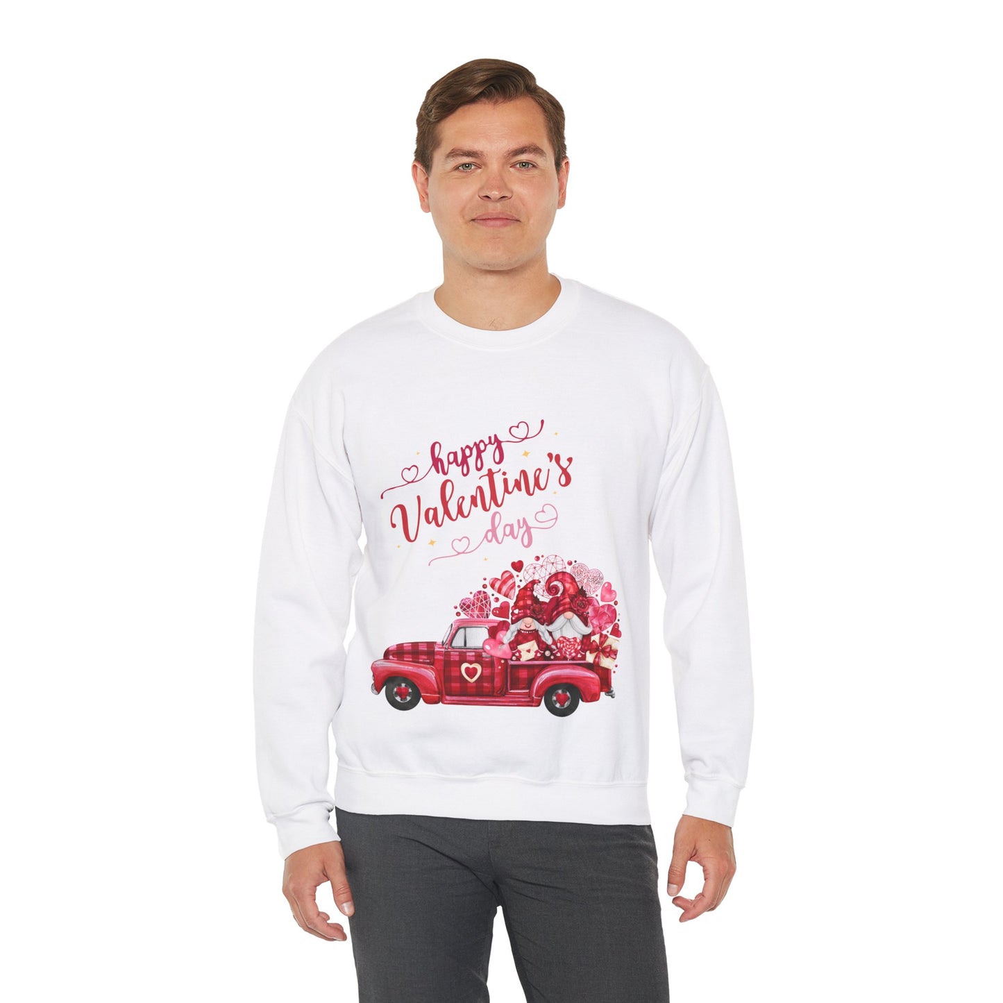 Happy Valentine's Day Truck Hearts Sweatshirt, Love Car Valentines Day Gift