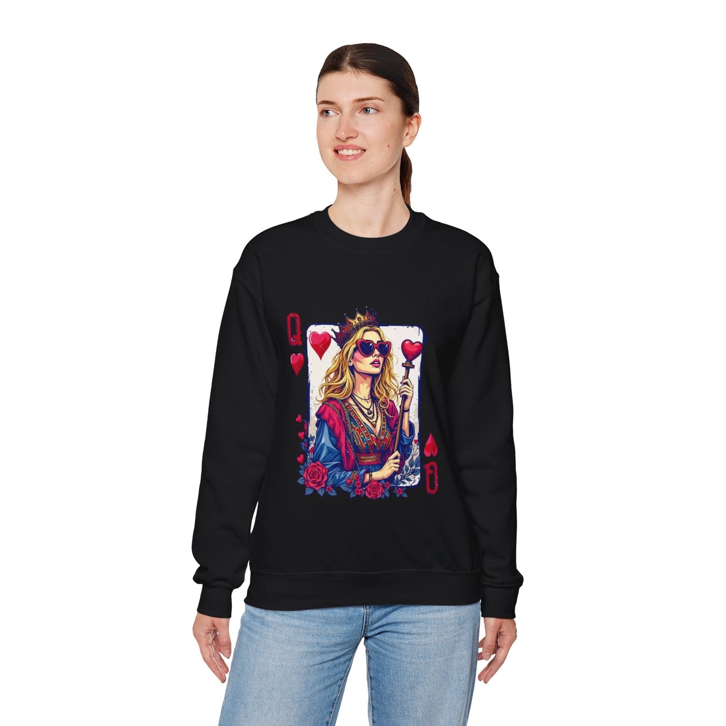 Queen of Hearts Crewneck Sweatshirt – Stylish Unisex Sweatshirt for Fashion Lovers