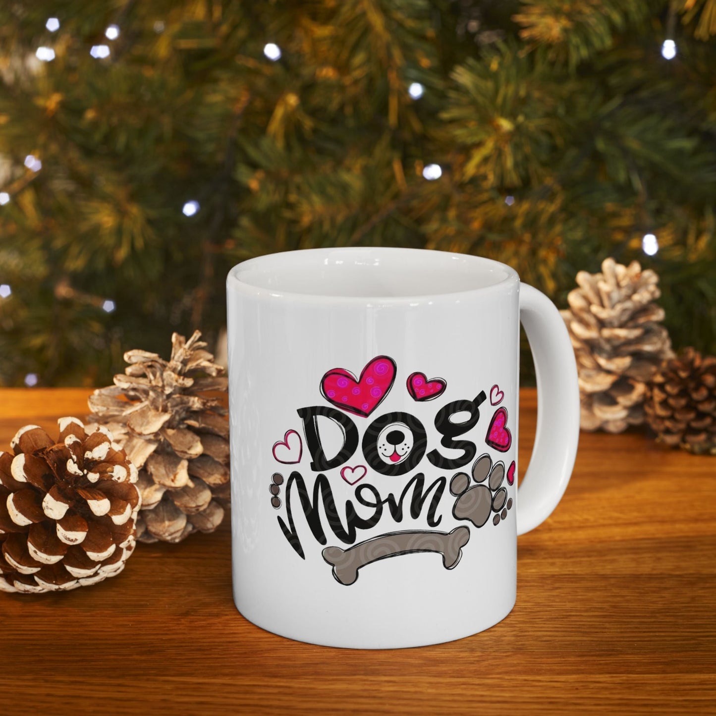 Cute Pet Lover Ceramic Mug - 'Dog Mom' Design, Perfect Gift for Animal Lovers