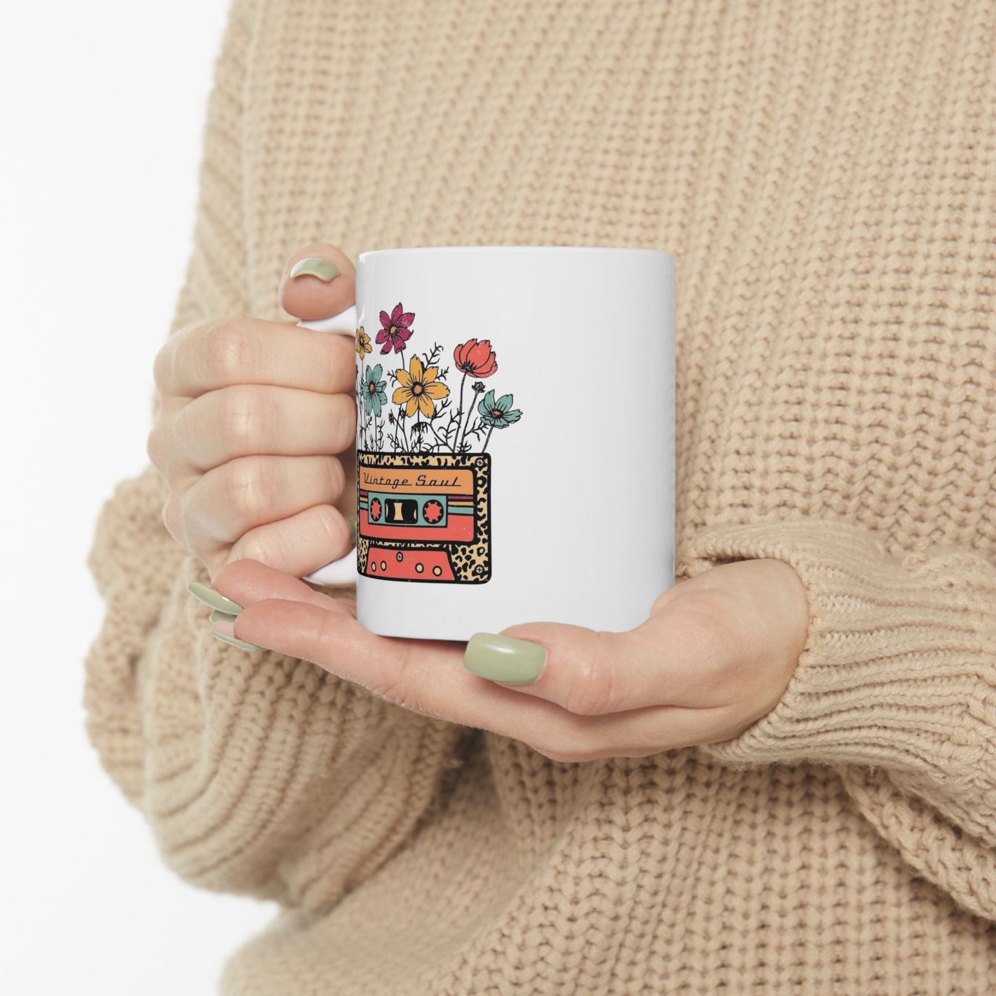 Botanical Charm Ceramic Mug - 11oz & 15oz Coffee Cup with Flower Design