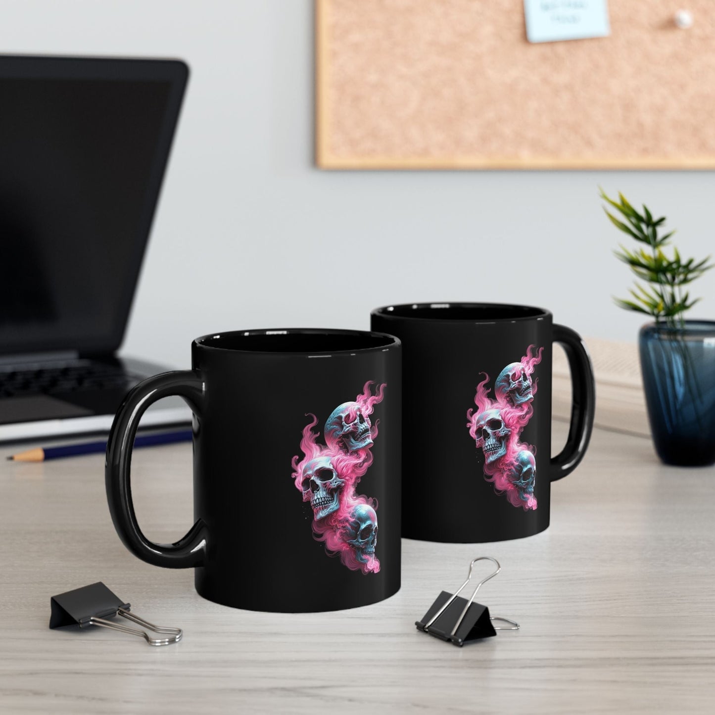 Edgy Skull Black Coffee Mug - 11oz/15oz | Perfect for Halloween & Gothic Decor