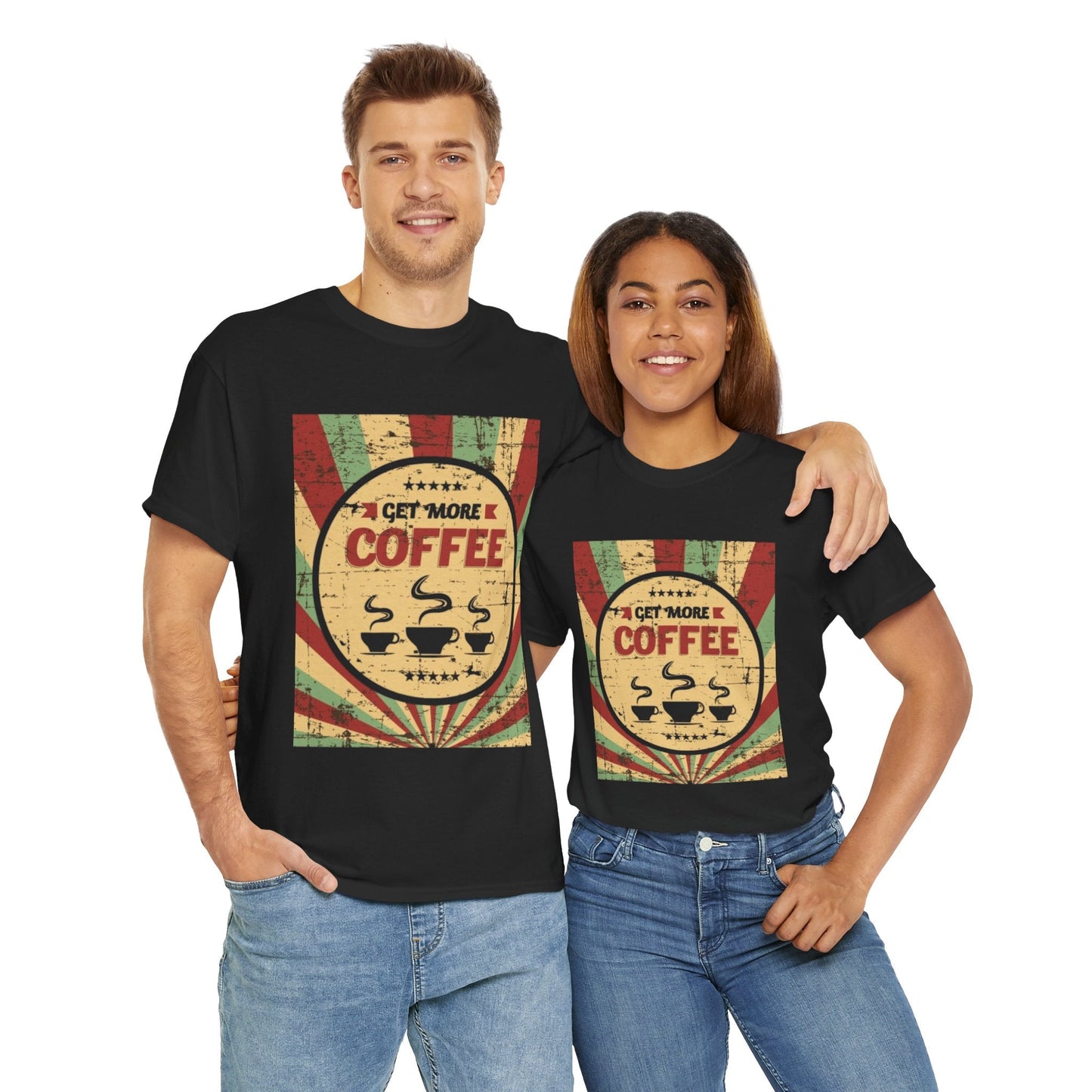 Get More Coffee Unisex Heavy Cotton Tee – Comfortable Coffee Lover's Shirt for Every Occasion