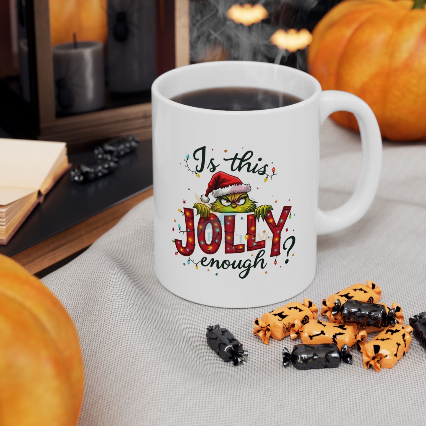 Is this Jolly Enough,Christmas Grinch Mugs