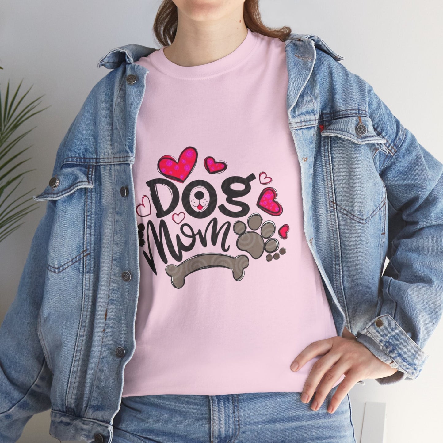 Dog Mom Unisex Heavy Cotton Tee - Cute Pet Lover Shirt
