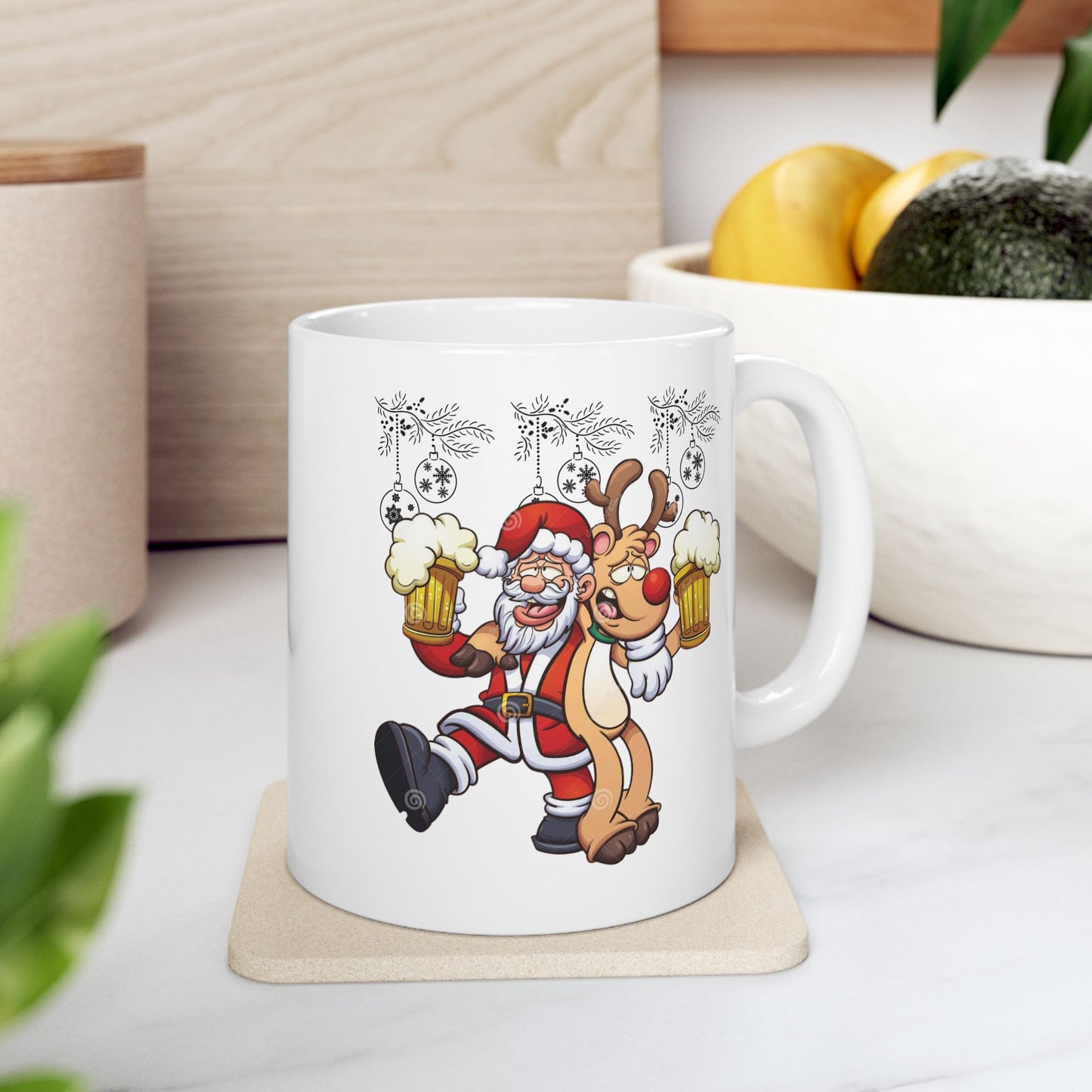 Funny Beer Santa Christmas Mugs