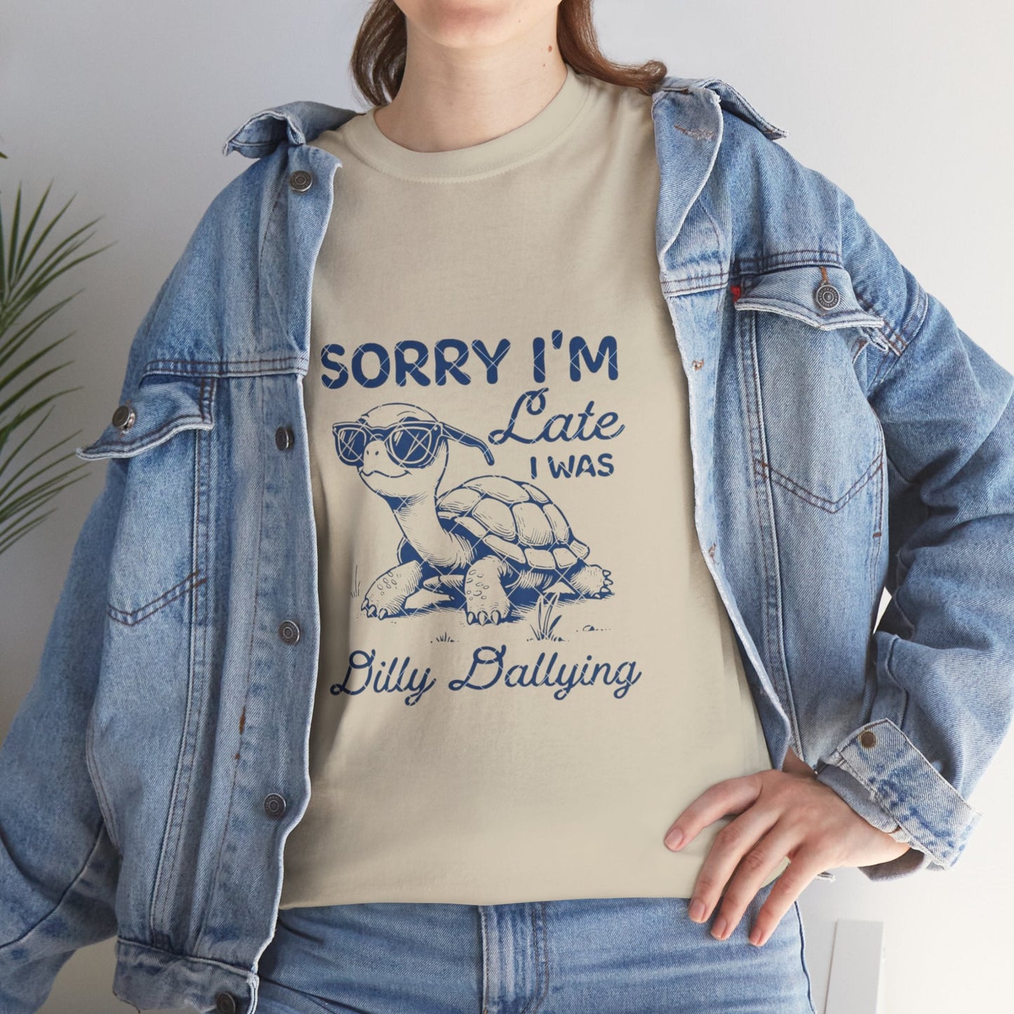 Funny Turtle Tee - 'Sorry I'm Late I Was Billy Dallying' Unisex Cotton Shirt