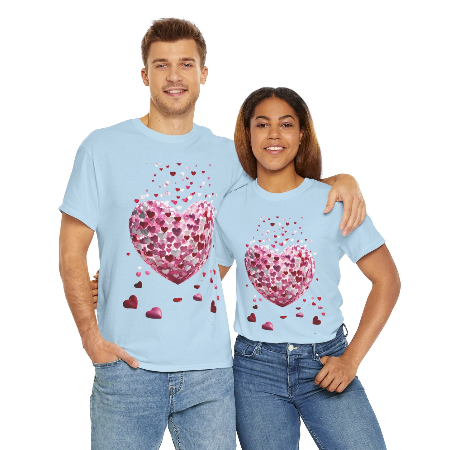 3D Hearts Valentine's Day T-Shirt, Red Hearts T-shirt Gift