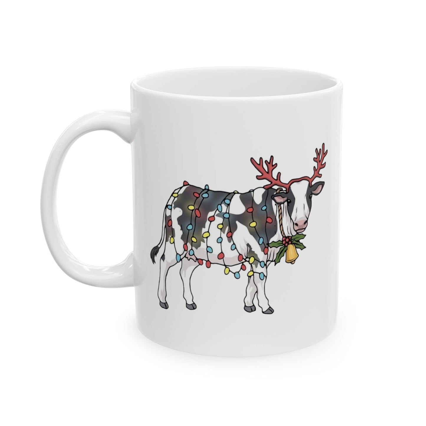 Cute Cow Christmas Lights Mugs