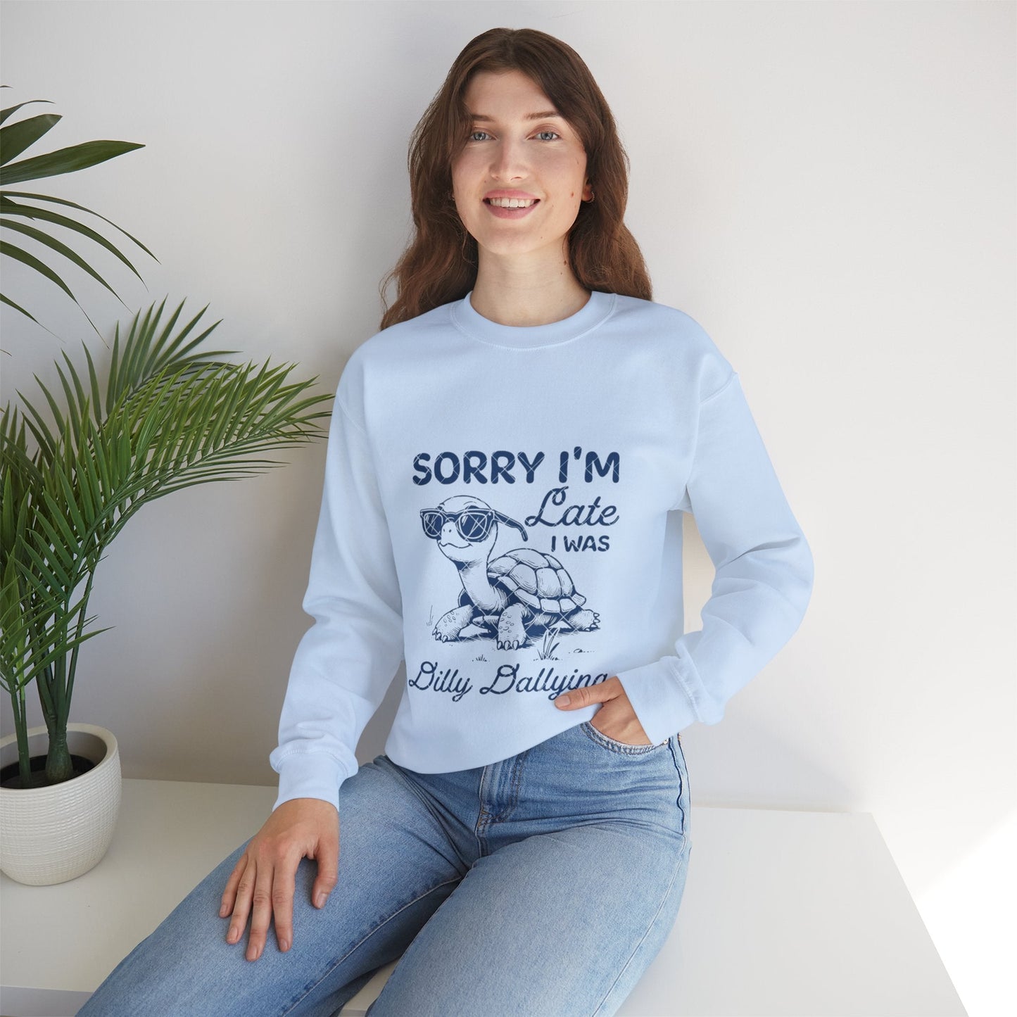 Sorry Im Late Turtle Crewneck Sweatshirt | Unisex Funny Sweatshirt