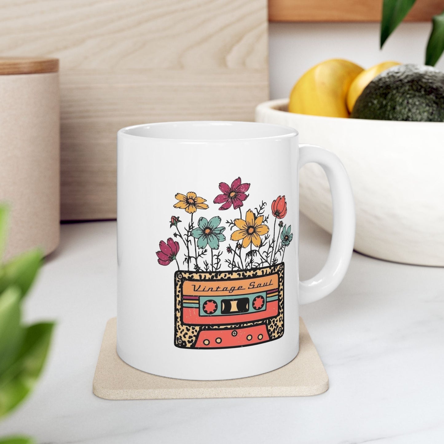 Botanical Charm Ceramic Mug - 11oz & 15oz Coffee Cup with Flower Design