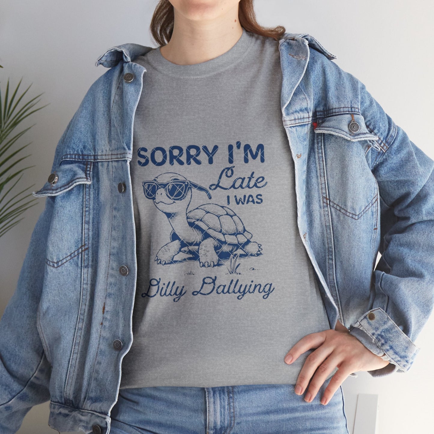 Funny Turtle Tee - 'Sorry I'm Late I Was Billy Dallying' Unisex Cotton Shirt