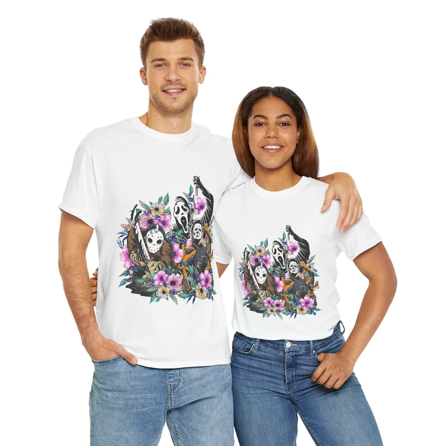 Floral Skull Tee | Unisex Heavy Cotton Shirt, Boho Style, Gift for Nature Lovers