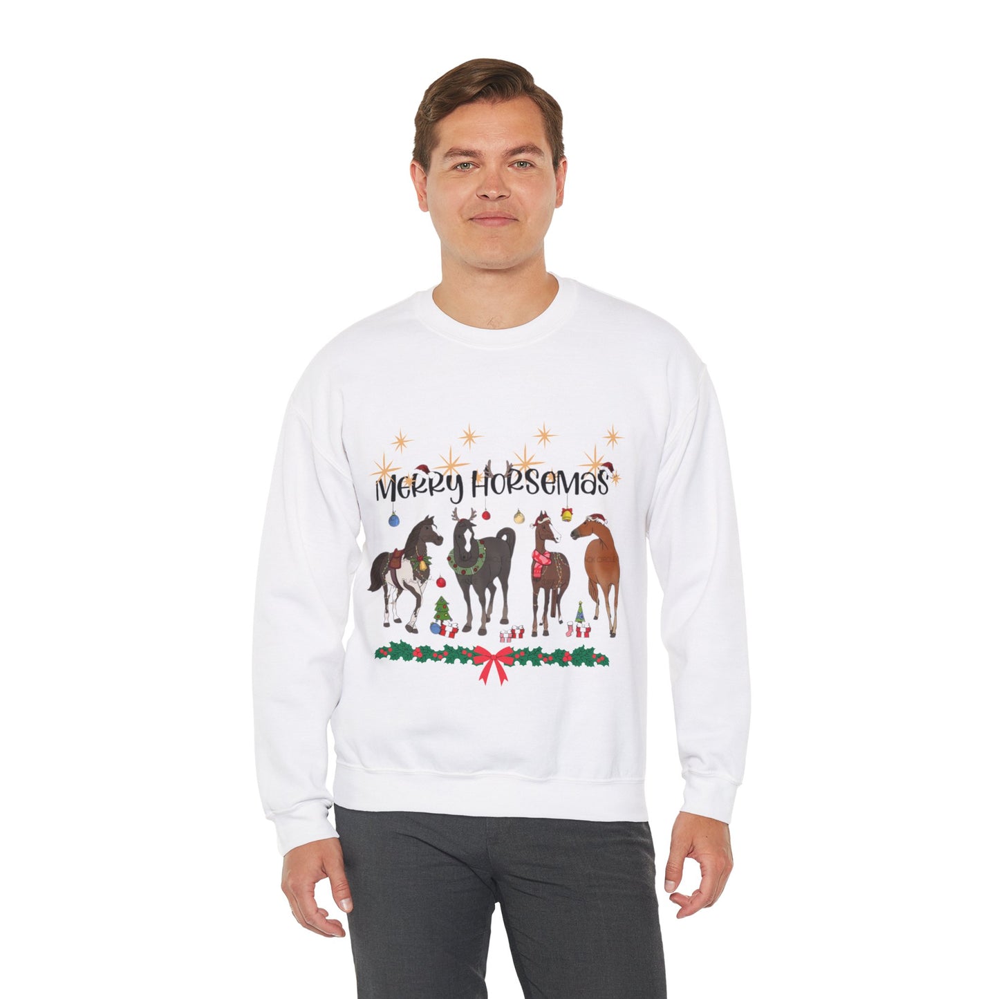 Christmas Horse Sweatshirt, Merry Horsemas