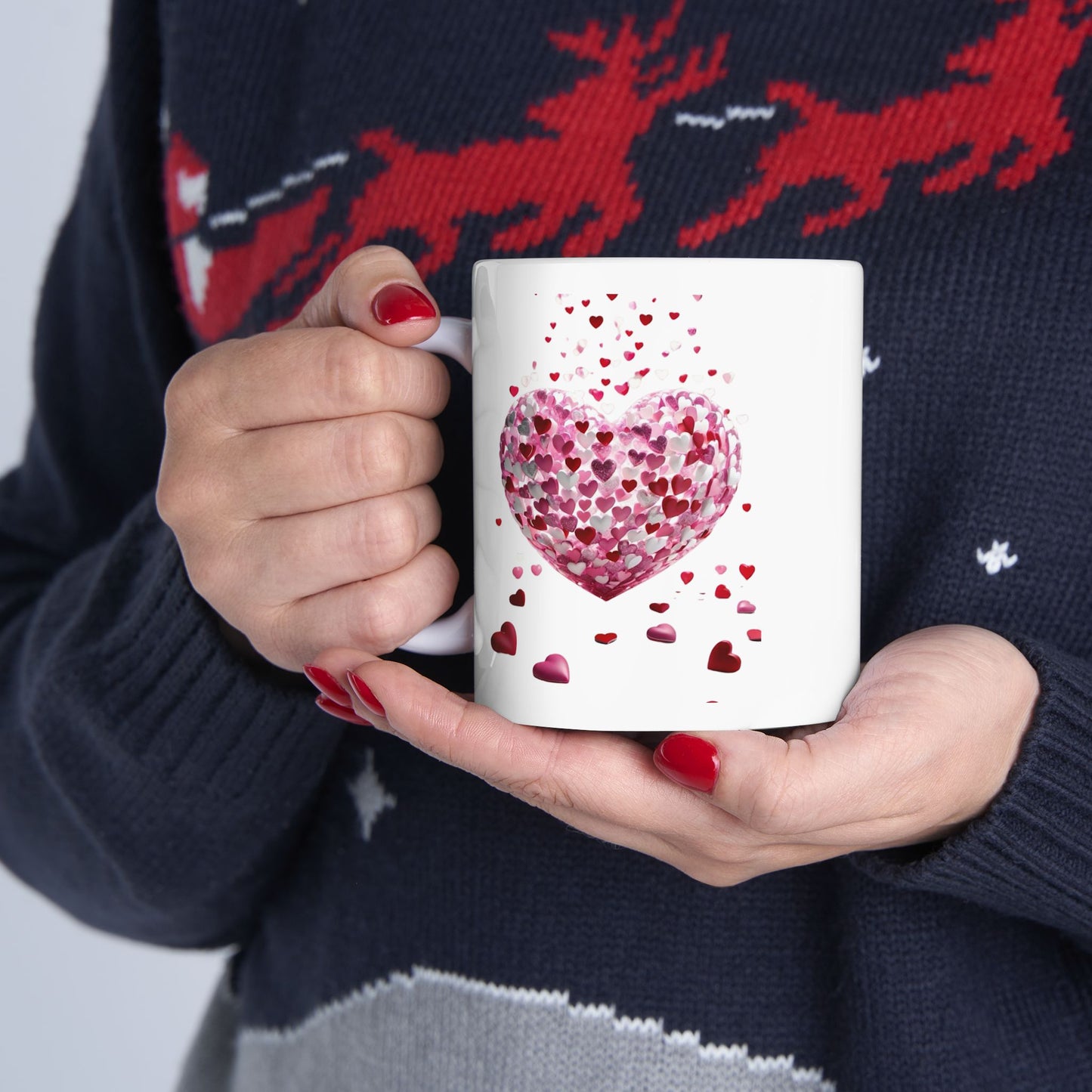 3D Hearts Valentine's Day Mugs, Red Hearts Mugs Gift