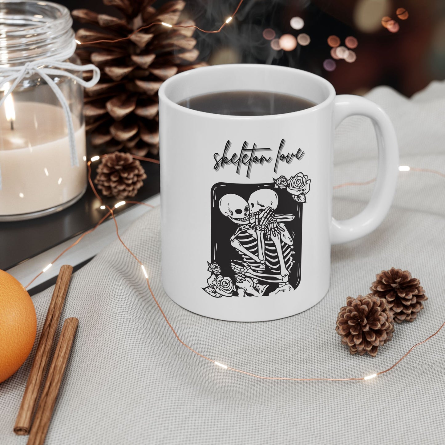 Skeleton Love Mugs, Halloween Party Skeleton Mugs, Halloween Fall Gift, Funny Skeleton Tee, , Skeleton Funny Mugs, Family Love Funny Tee