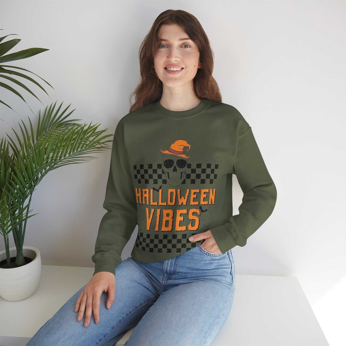 Halloween Vibes Crewneck Sweatshirt | Cozy Fall Apparel, Spooky Season Gift