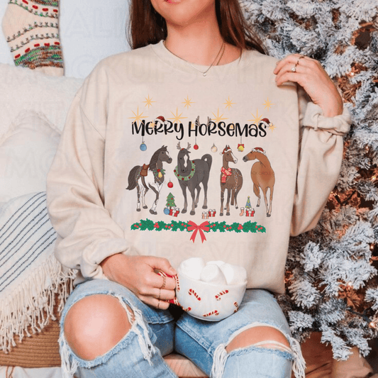 Christmas Horse Sweatshirt, Merry Horsemas