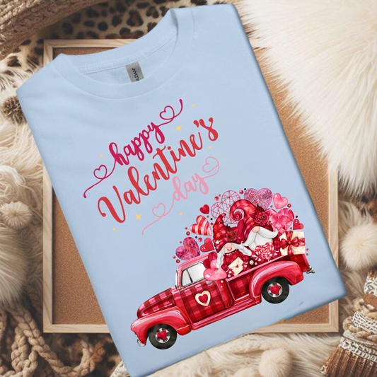 Happy Valentine's Day Truck Hearts T-Shirt, Love Car Valentines Day Gift