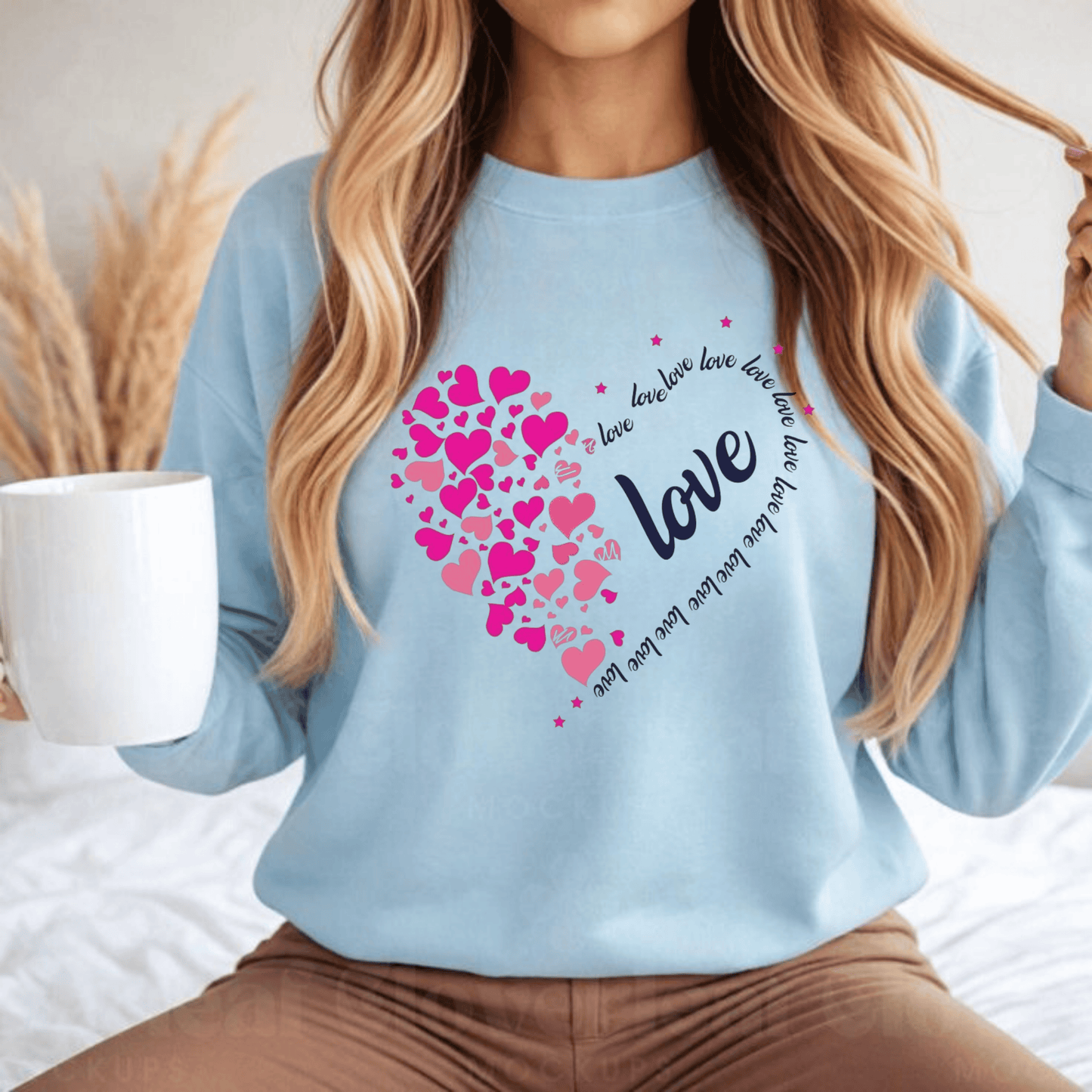 Valentines Day Hearts Love Sweatshirt, Red Heart Love Gift