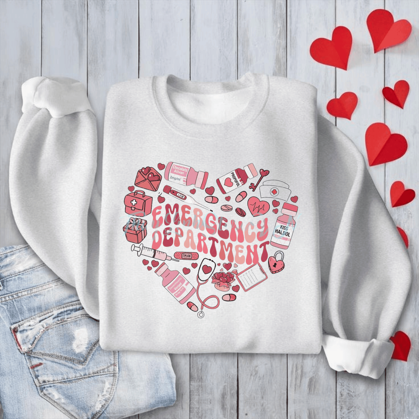 Emergency Department Nurse Valentine Sweatshirt, Valentines Day Nursing Gifts