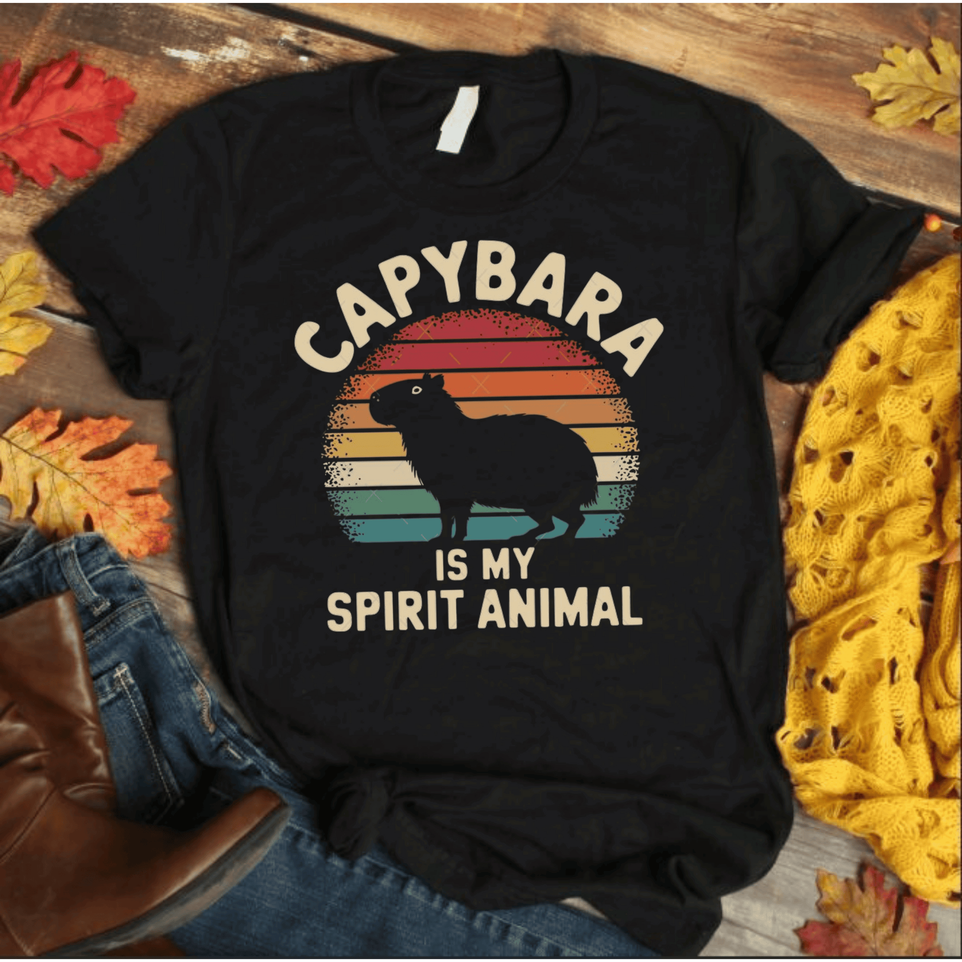 Capybara Spirit Animal T-Shirt with colorful graphic design, fun and trendy vibe.