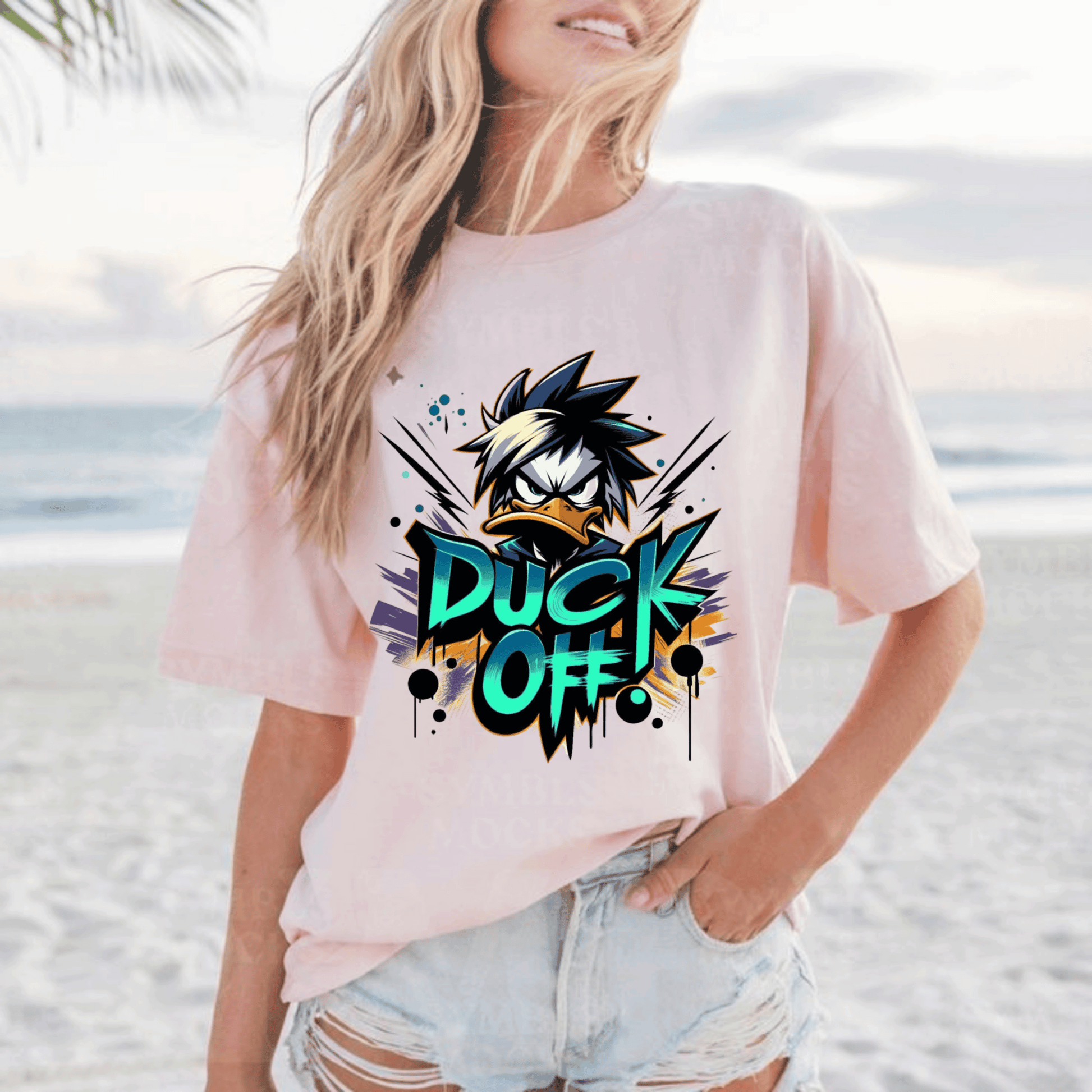 Graphic Tee - 'Duck Off' Design for Casual Wear