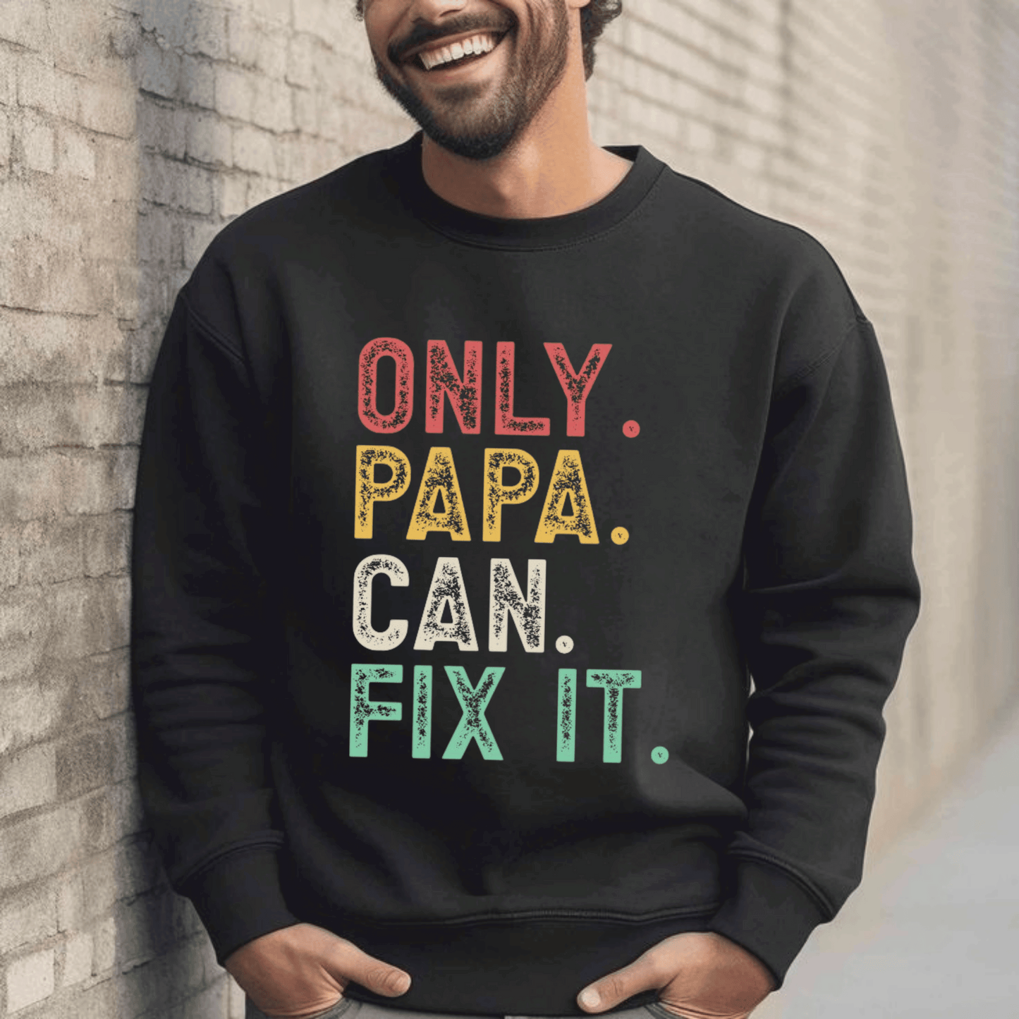 Cozy & funny Father's Day gift! Only Papa Can Fix It Crewneck Sweatshirt – perfect for the dad who’s always ready to fix it all. 🔧👕❤️