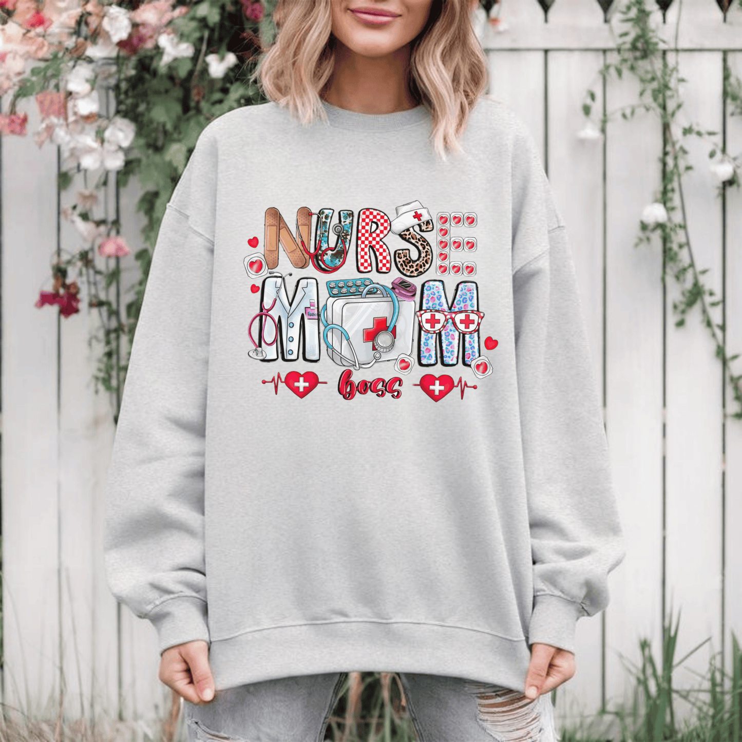 Nurse Mom Boss Sweatshirt, Gift For Nurse Mom