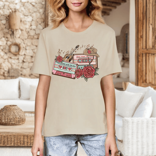 Country Music Love Songs T-Shirt, Retro Cowboy Cassette Love Gift