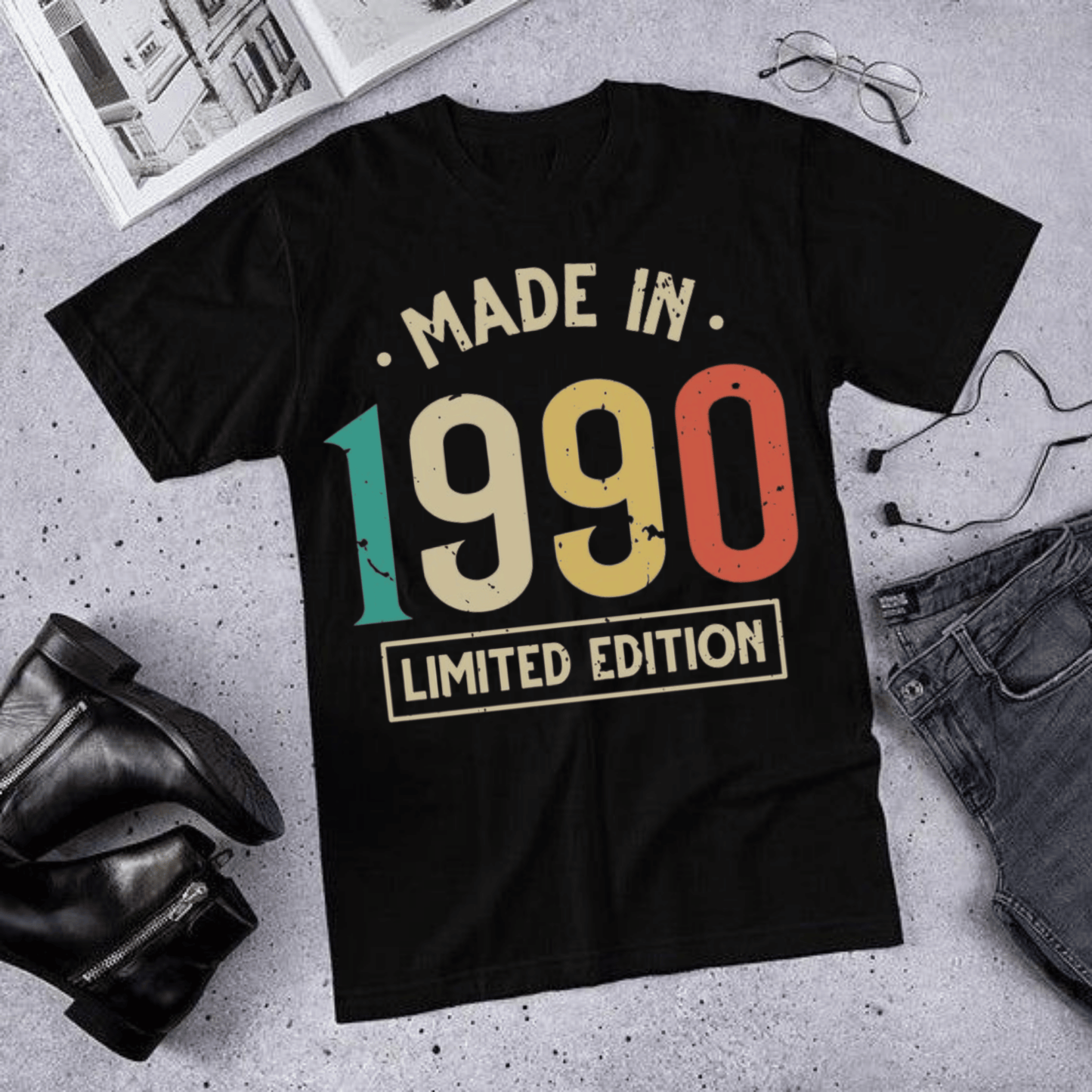 1990 Limited Edition Tee Unisex – Retro vintage style heavy cotton t-shirt in classic design,