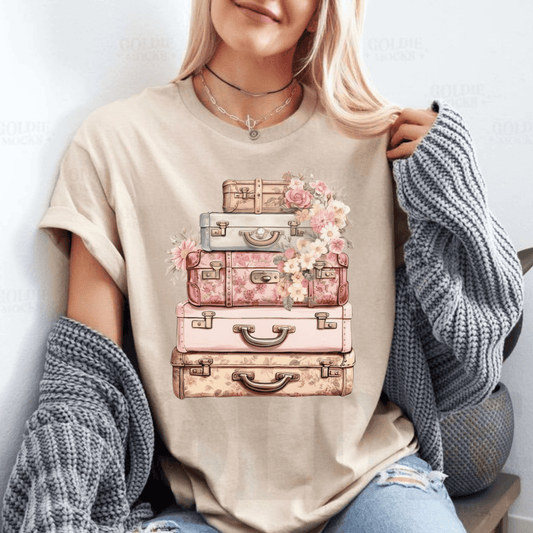 Vintage Floral Suitcase Tee