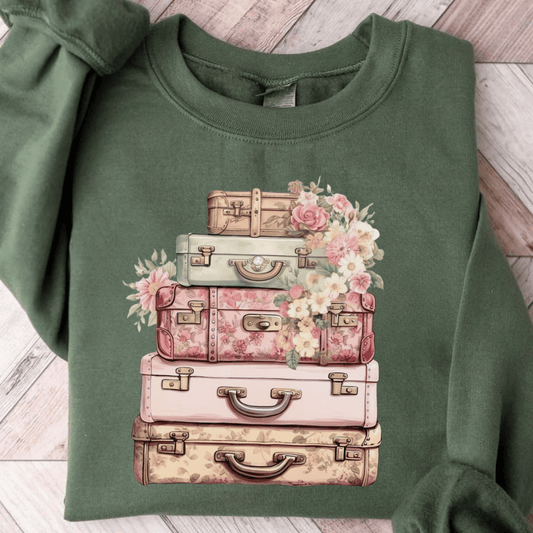 Vintage Floral Luggage Sweatshirt