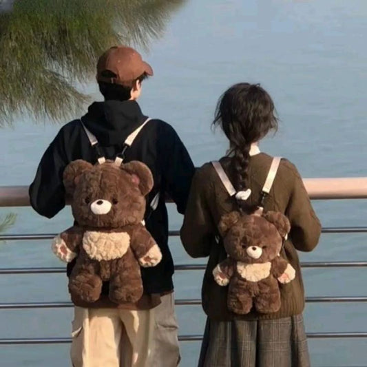 Couples Bag Love Bear Cute Versatile Plush Backpack