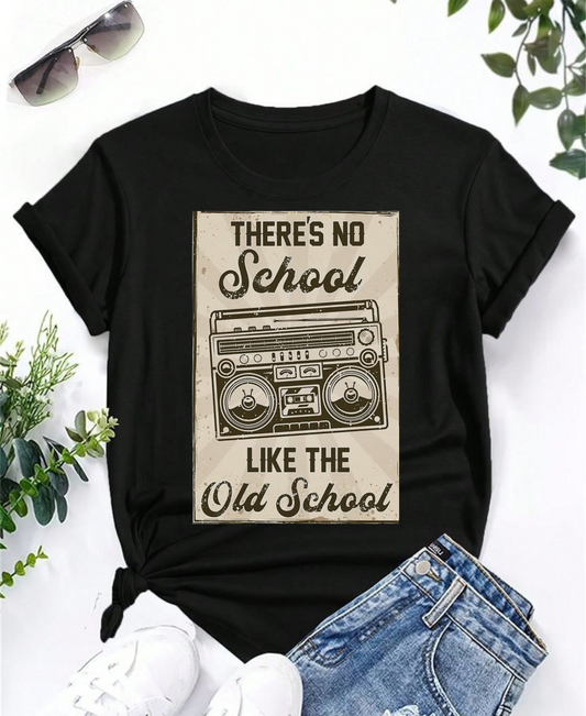 Vintage-style unisex tee featuring the phrase "There's No School Like the Old School", perfect for lovers of retro vibes and classic style